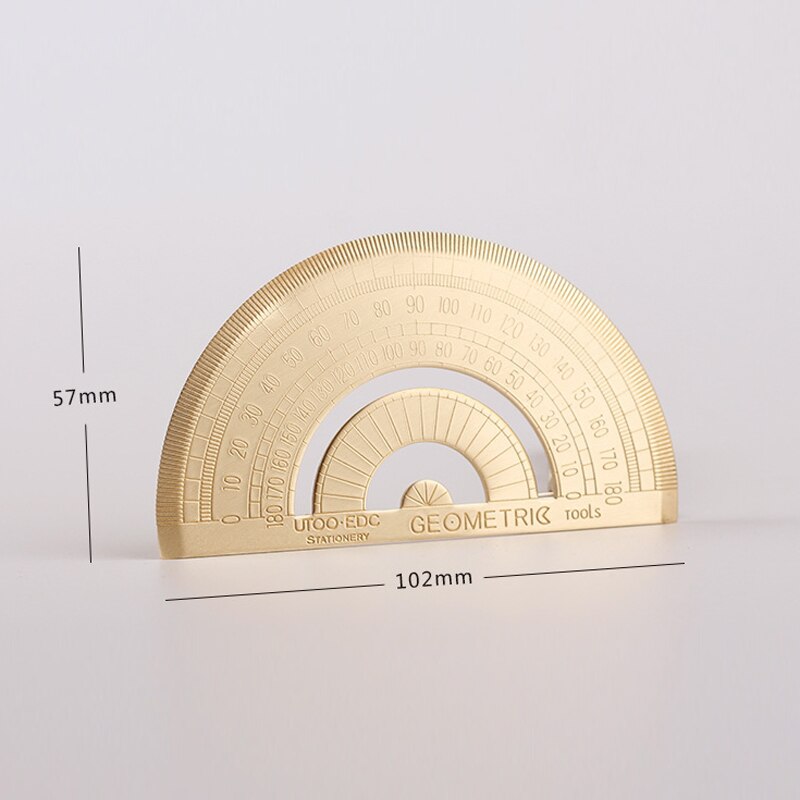 Vintage Brass Triangular Ruler Retro Protractor Drawing Ruler Travelers Notebook Planner Accessories Office and School Supplies: Protractor