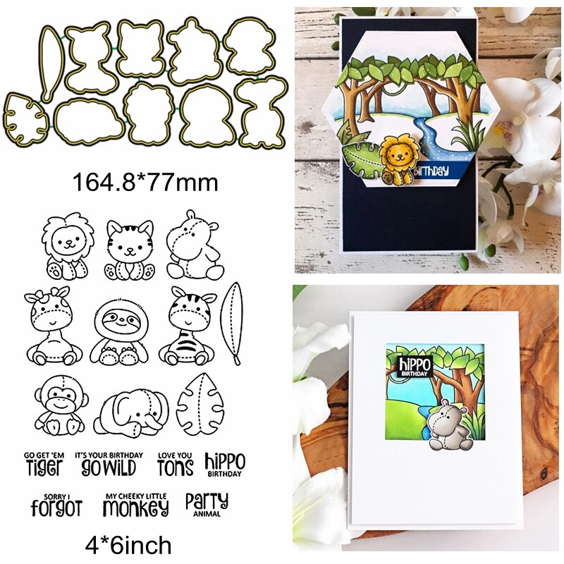 Blanda söta djur mat bokstav ord mening kaktus metall skärformar matcha genomskinliga silikonstämplar gör kort gör det själv scrapbook hantverk: 8