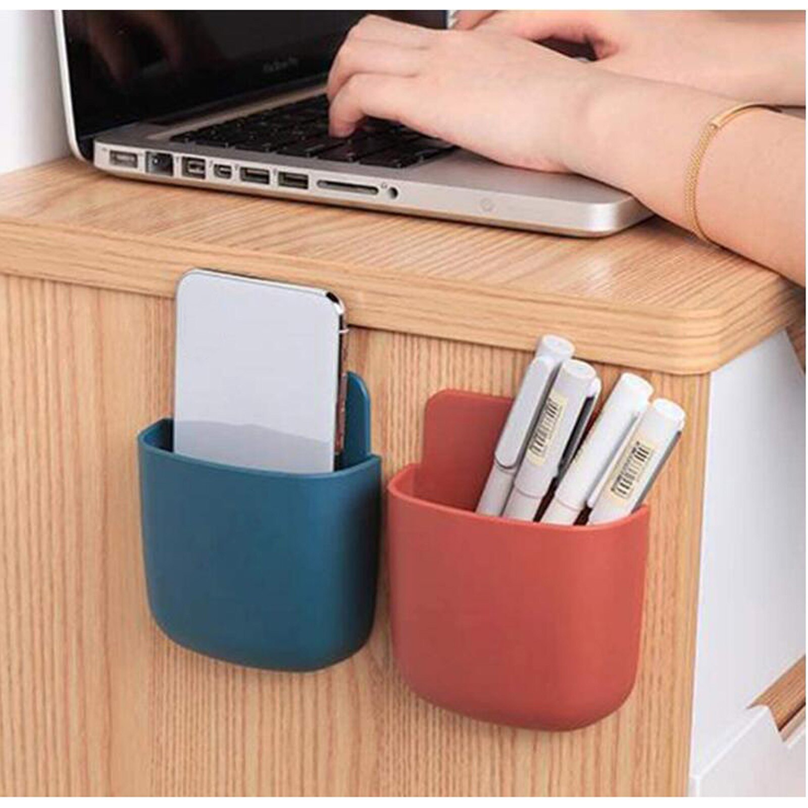 Storage box organizer Multi-functional sundries sorting box Mobile phone charging bracket wall-mount remote control storage box