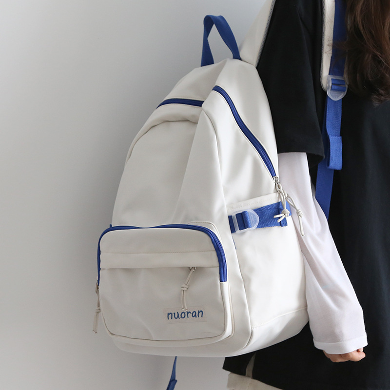 Damen-schulrucksack für Teenager-mädchen, studentinnen, gymnasialrucksack, lässiger Hochschule-stil 2022: Weiß