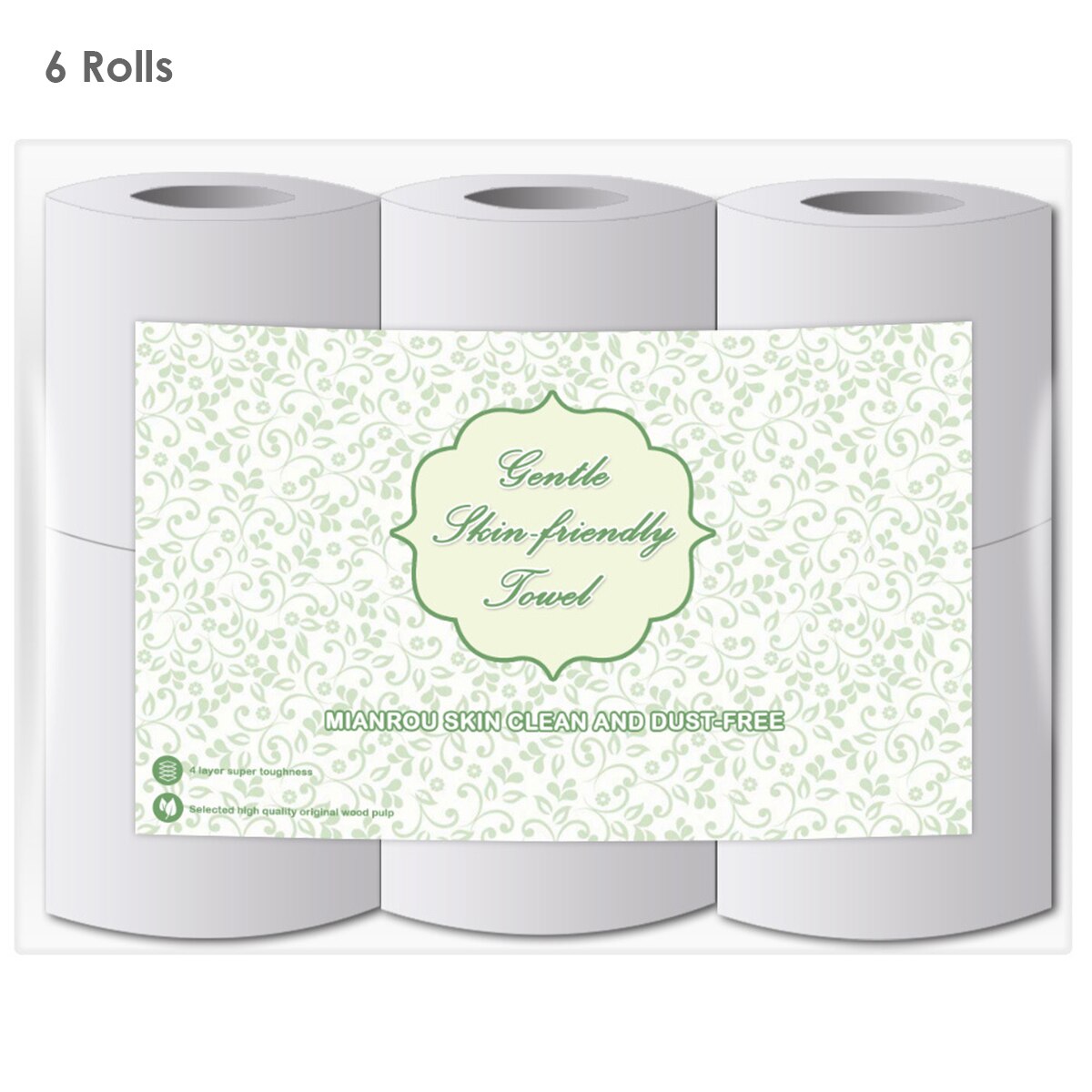 Home Bath Paper Bath Toilet Roll Paper Toilet Paper White Toilet Paper Toilet Roll Tissue Roll 12 Roll 4Ply Paper Towels Tissue: 6 Roll