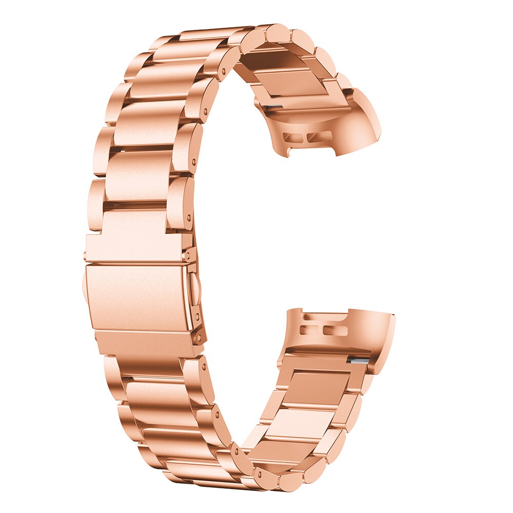 Stainless Steel Watch Band Strap For Fitbit Charge 3 Band Link Bracelet Strap Replacement Watchband For Fitbit Charge 3: Rose Gold