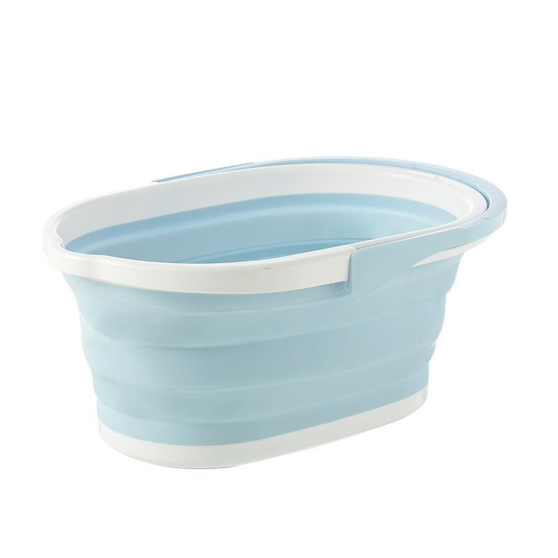 Cubos para fregona plegables, lavaplatos de lavado portátil con mango para herramientas y accesorios de limpieza del hogar: Light Blue