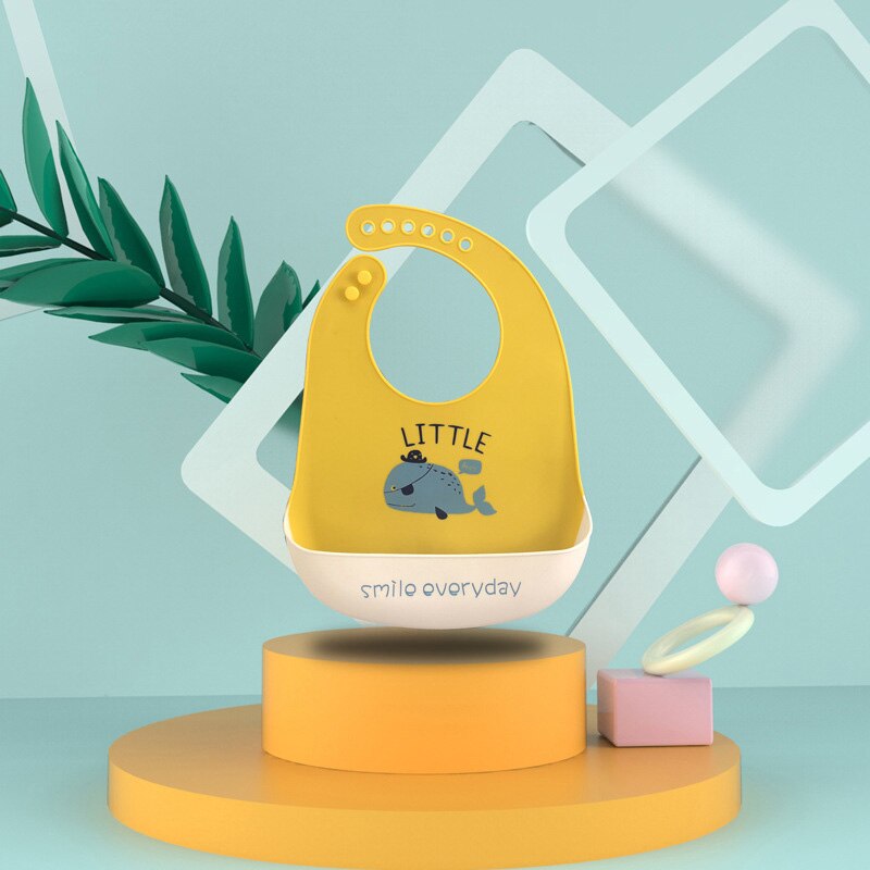 Baby Bib Cartoon Dier Siliconen Slabbetjes Speeksel Handdoek Peuter Jongens Meisjes Verstelbare Schorten Kinderen Burp Kleding: whale
