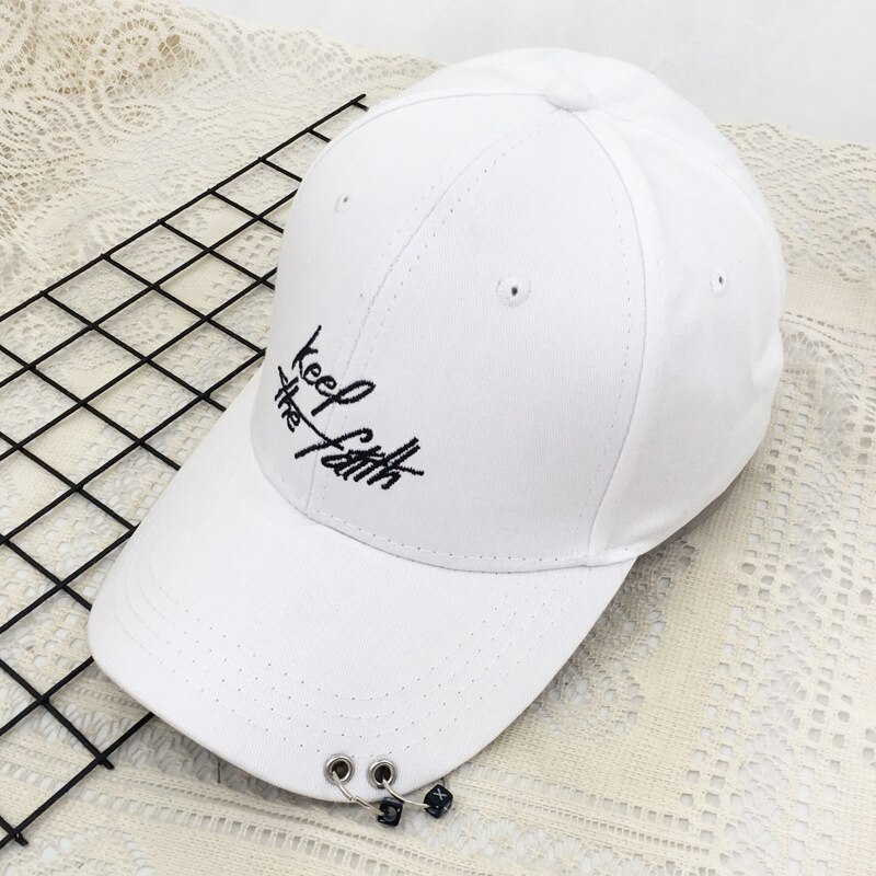 Erwachsene Hüfte hüpfen Baseball Kappe Mit Metall Eisen Ring knapp Korea Punk Solide Snapback Hütte lässig Baumwolle Sport Casquette Gorras: behalten Weiß