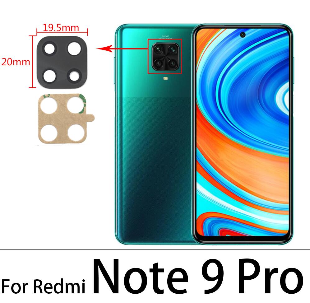 Oryginalna tylna kamera szklana osłona obiektywu z klejem do Xiaomi Redmi Note 5 6 8T 9T 9S 9 Pro Max Note 10 Pro szklana soczewka aparatu: Redmi Note 9 Pro