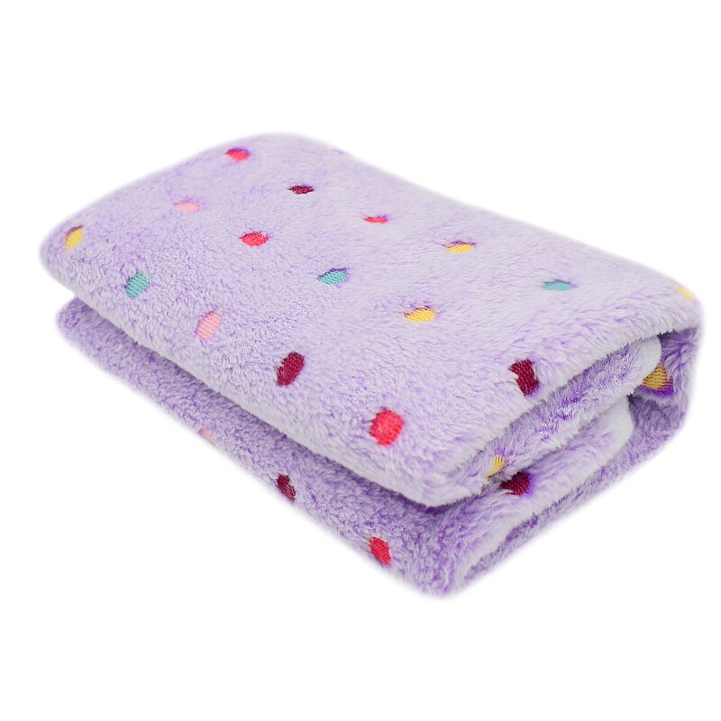 Couverture polaire chaude et douce pour lit de chat et de chien, imprimée à pois, coussin pour animaux de compagnie, tapis pour petits, moyens et grands chiots: Purple / 100 x 75 cm