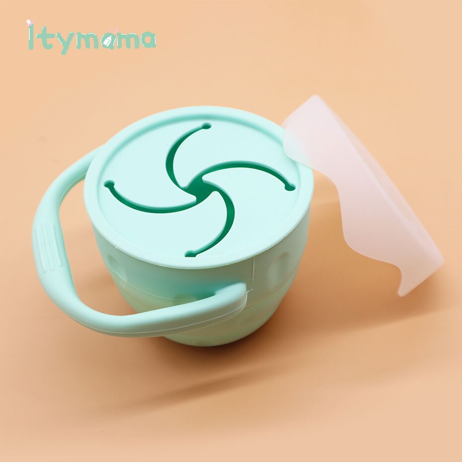 Silicone Tasse De Casse-Croûte Pour Les Tout-petits et Les Enfants Bébé Apprentissage D'alimentation Tasses Vaisselle Pour Enfants SANS BPA De Alimentaire En Silicone Étanche: SN001-2 Mint Green