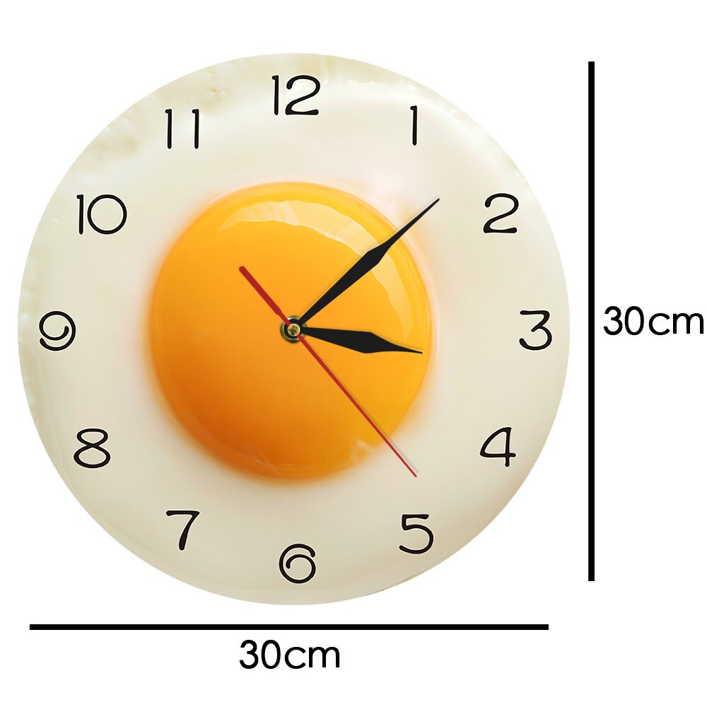 Fried Egg Kitchen Wall Clock Modern 3D Wall Clock Breakfast Food Wall Art Dining Home Decor Silent Wall Watch