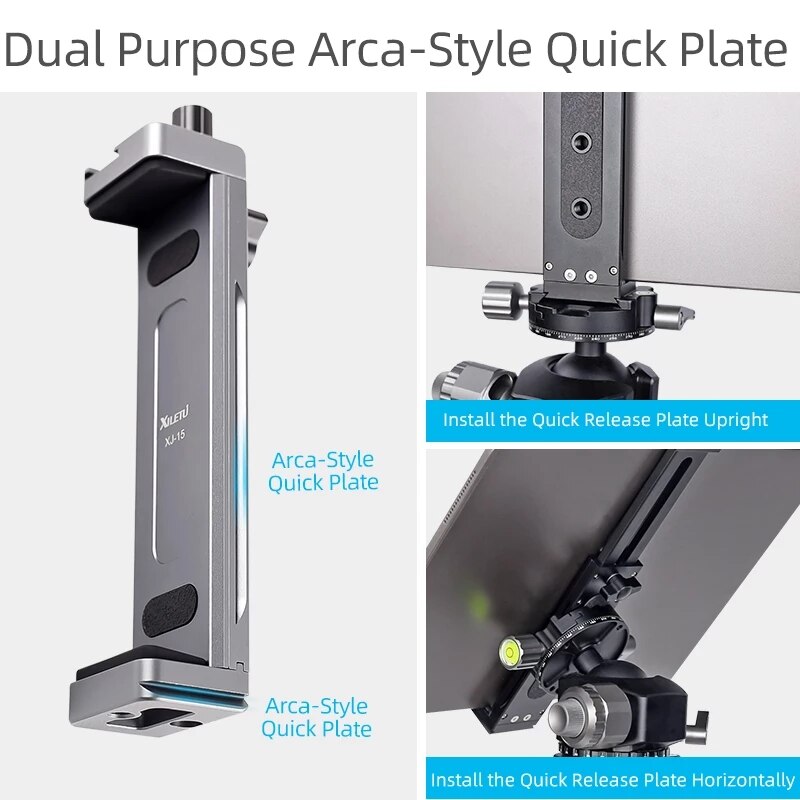 XILETU XJ-15 Universal Aluminum Alloy Tablet Phone Stand Holder Clip Tripod Adjustable Bracket for iPad Mobile Phones Tablets