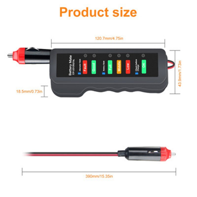 1PC 12V Car Battery Tester Cigarette Lighter Type AC Engine Quick Start Test Diagnostic Repair Tool