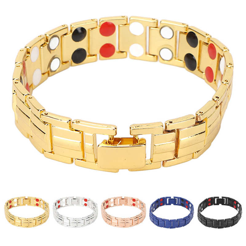 Titan Stahl Therapie Armbänder Magnet Therapie Armbänder reduzieren statisch Elektrizität verbessern Schlaf doppelt Reihe Magnete Pro Männer Pro