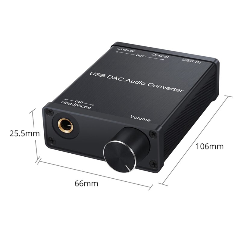 Adaptador convertidor de Audio USB DAC con amplificador de auriculares USB a Coaxial S/PDIF Digital a analógico, tarjeta de sonido de Audio de 6,35mm