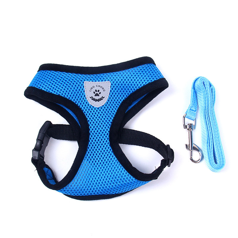 Conjunto de arnés y correa transpirable para perros y gatos pequeños, malla de nailon de aire, accesorios de ropa para cachorros, chaleco, red para Chihuahua