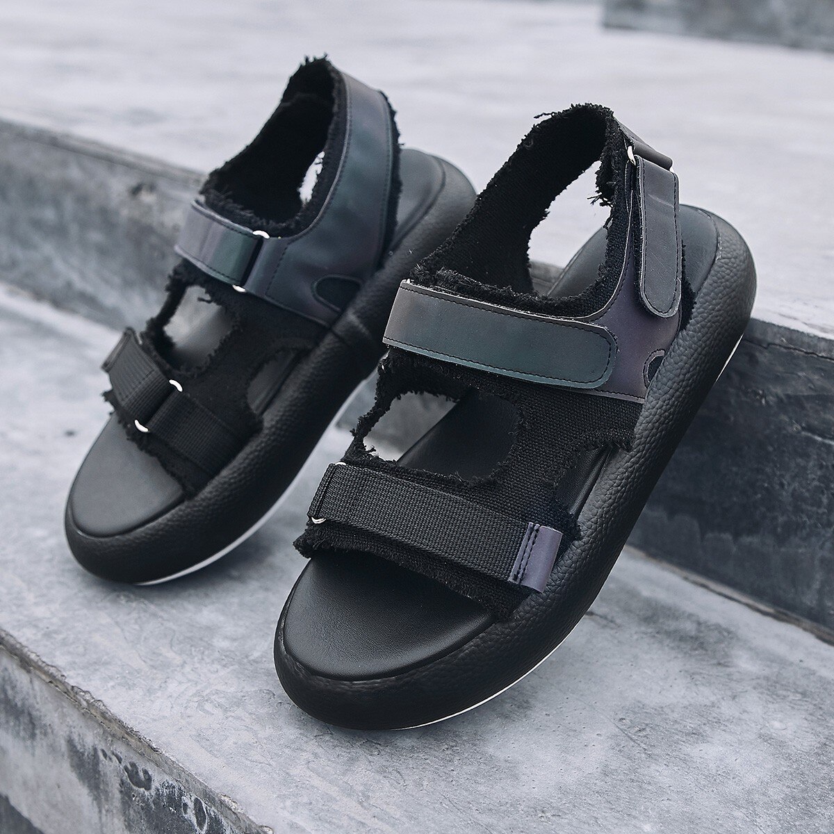 Sommer plattform sandaler kvinner ferie Strand sko roma sko kvinne sport sandaler åpenn tå sandaler dame sko zapatos de mujer: Svart / 40