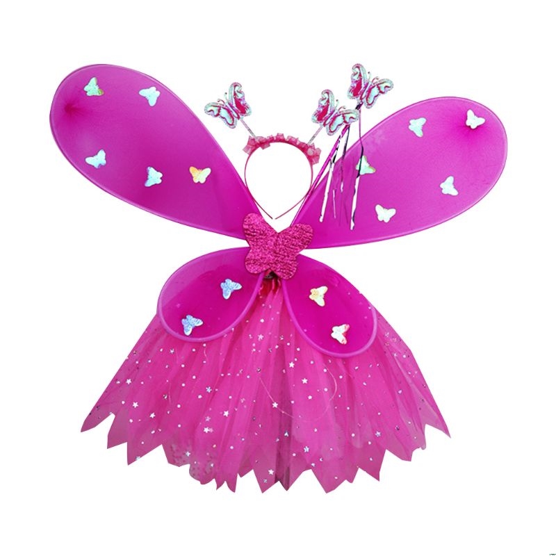 Søde børn kostumer ydeevne rekvisitter gradient farve sommerfugl prinsesse engle vinger fe stick børn klæde sig op legetøj: 5