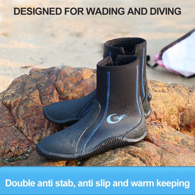 5Mm Neopreen Duiken Laarzen Waden Schoenen Anti Slip Slijtvast Snorkelen Sokken Winter Water Sport Koude Proof Keep Warm