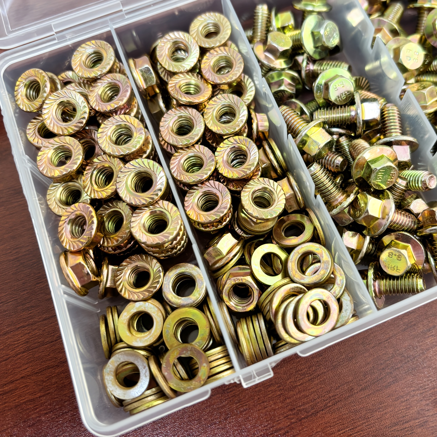 M6-264PCS flange hex head bolt nut washer kit, 8.8 grade alloy steel color galvanized metric flange hex head screw kit