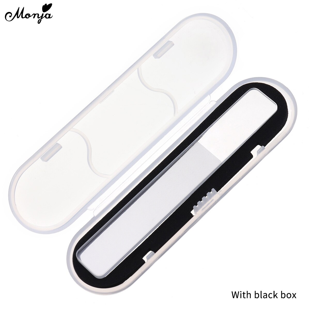 Monja nano glas neglefil gennemsigtig slibning polering slibning negle filing manicure værktøj: Med sort boks