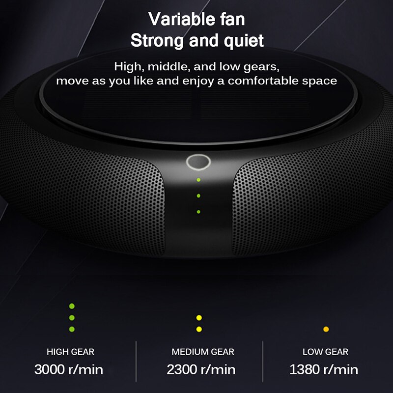 Onever Solar Car Air Purifier Anion Solar Power Filter Cleaner Purify No Noise 99% Antibacterial Rate Modes Dual Vehicle Home