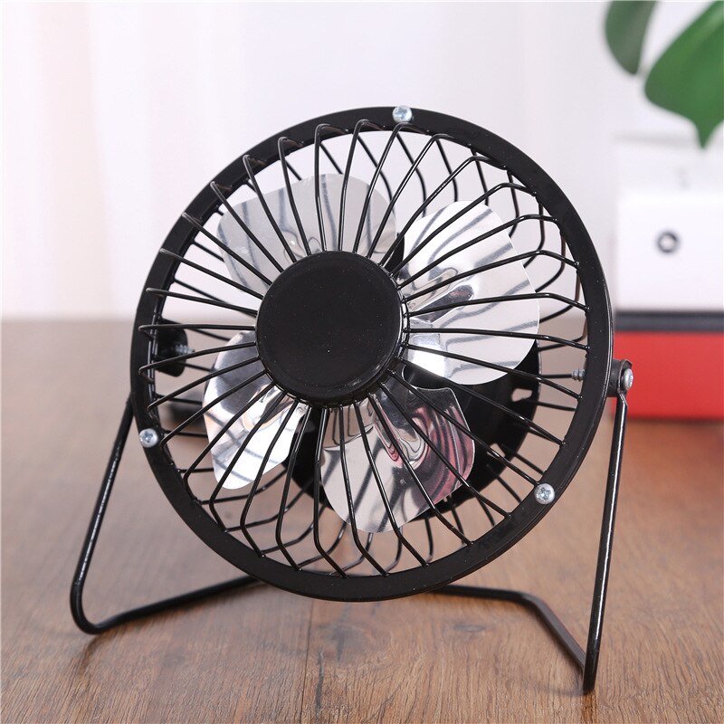 Draagbare Mini Ventilator Aluminium Blad Laste USB Smeedijzeren Fan Kantoor Computer USB Mini Elektrische Ventilator: Black