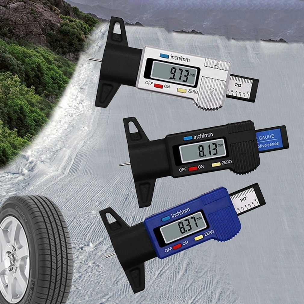 Digital bildæk dybde dybdemåler 0-25mm dæk slidbane dybdemåler målerværktøj caliper lcd display dækmåling