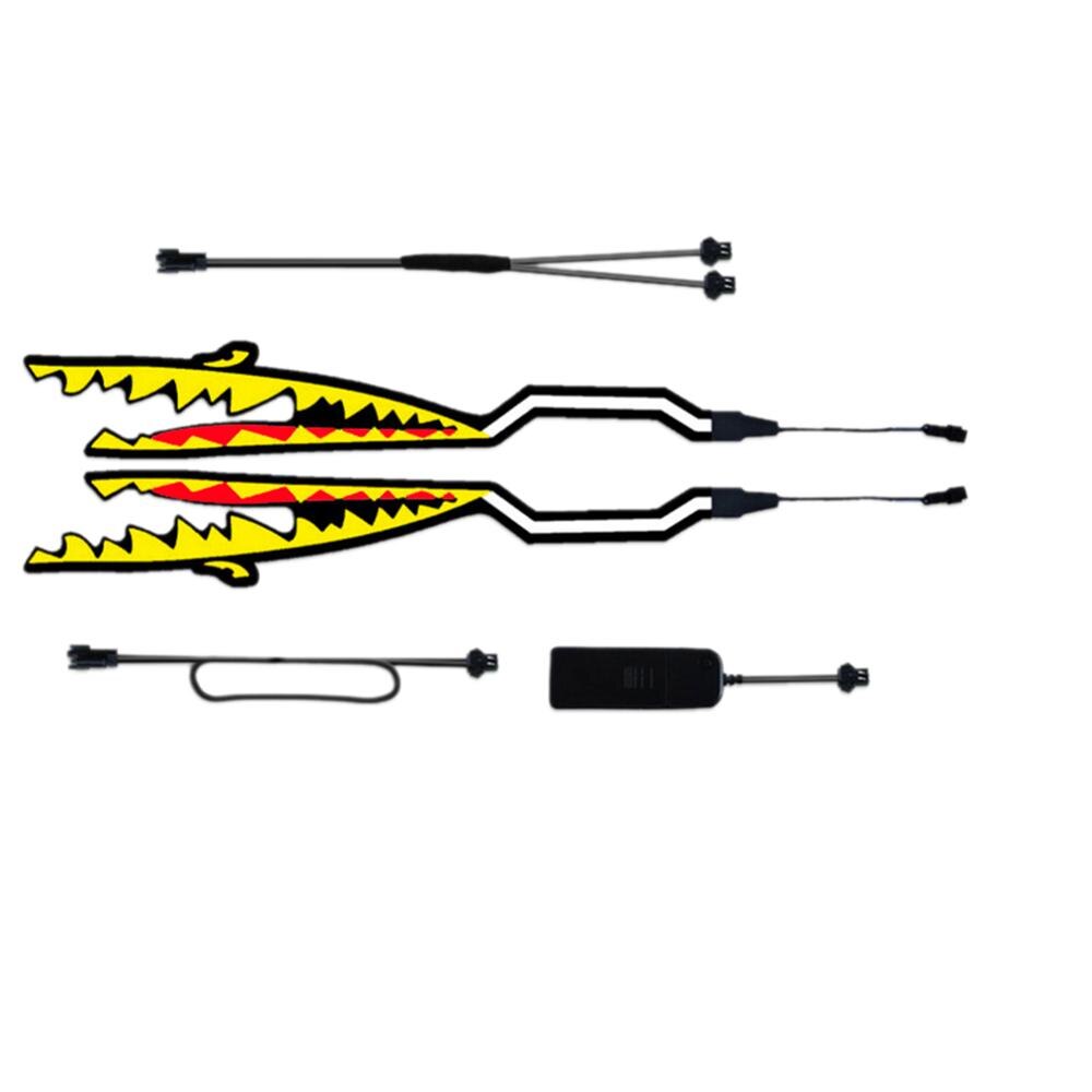 2 Stuks Shark Stijl Motorfiets Helm Licht Strip Led Night Signaal Licht Streep Glowing Night Lichtgevende Gewijzigd Sticker: YELLOW