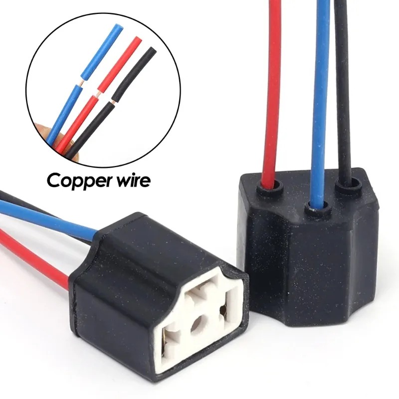 Portalámparas H4 para bombilla de coche, cableado de cable cerámico de 3 orificios, bombilla para faro de coche, enchufe de haz de luz, accesorios de luz para automóvil, 2/4/6/10 Uds.