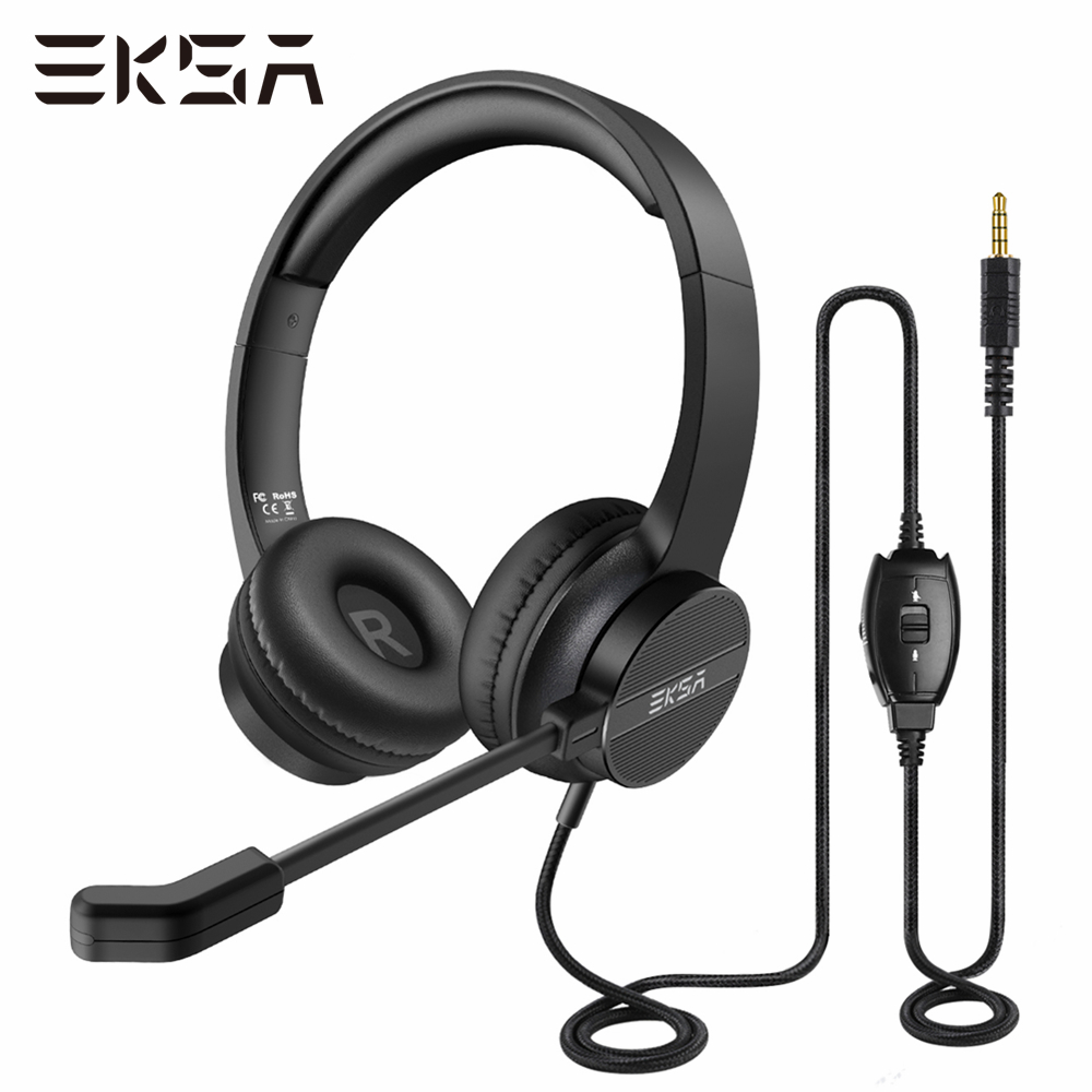 EKSA – écouteurs filaires H12 avec Microphone, pour PC/PS4/Xbox, casque de jeu, Centre d&#39;appels intra-auriculaires, 3.5mm, circulation, ordinateur