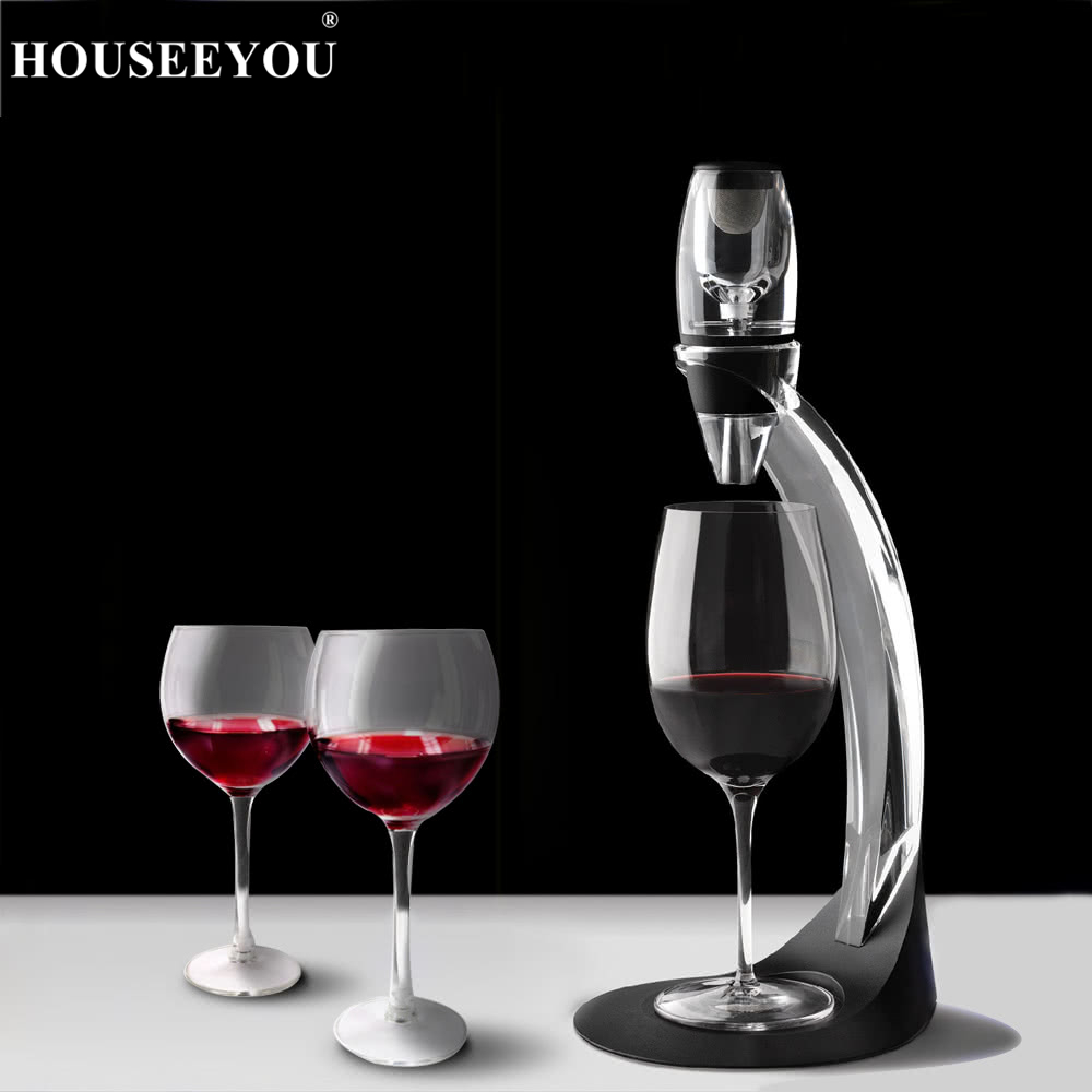 HOUSEEYOU Professionele Wijn Decanter Wijn Beluchten Set Mini Essentiële Rode Wijn Quick Beluchter met Filter Standhouder Bar Gereedschap