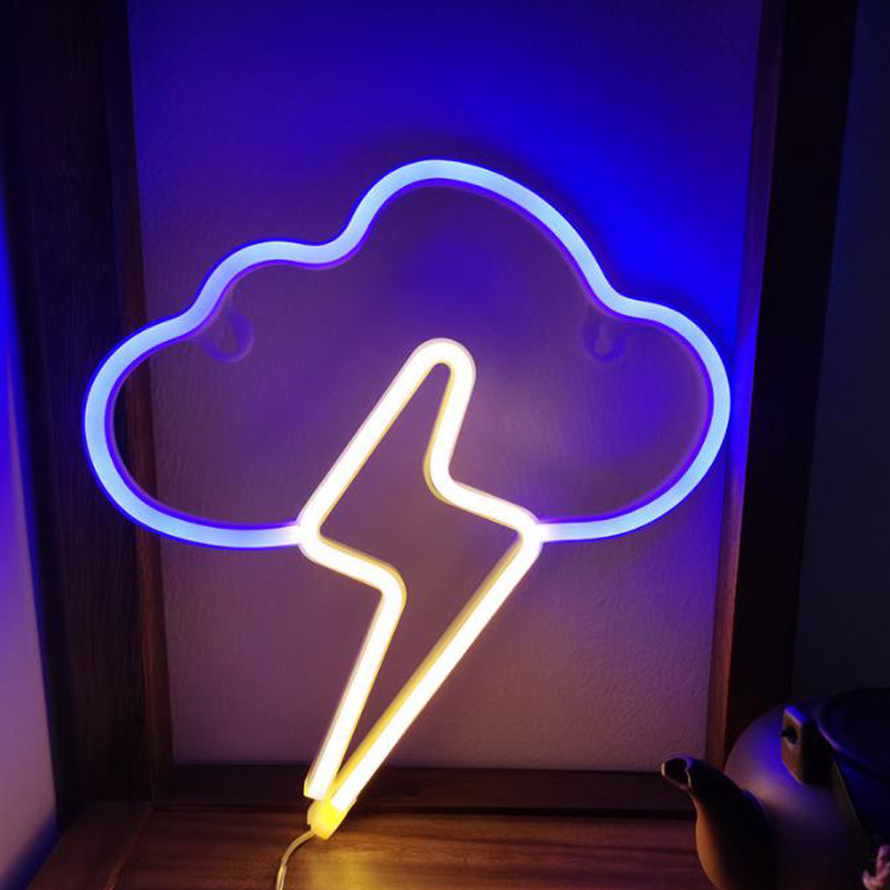 Lightning Bolt LED Neon Sign Flash Neon Light Hanging Wall Lamp Room Decor Light Wall Decor for Home Wedding Party Decorations: blue