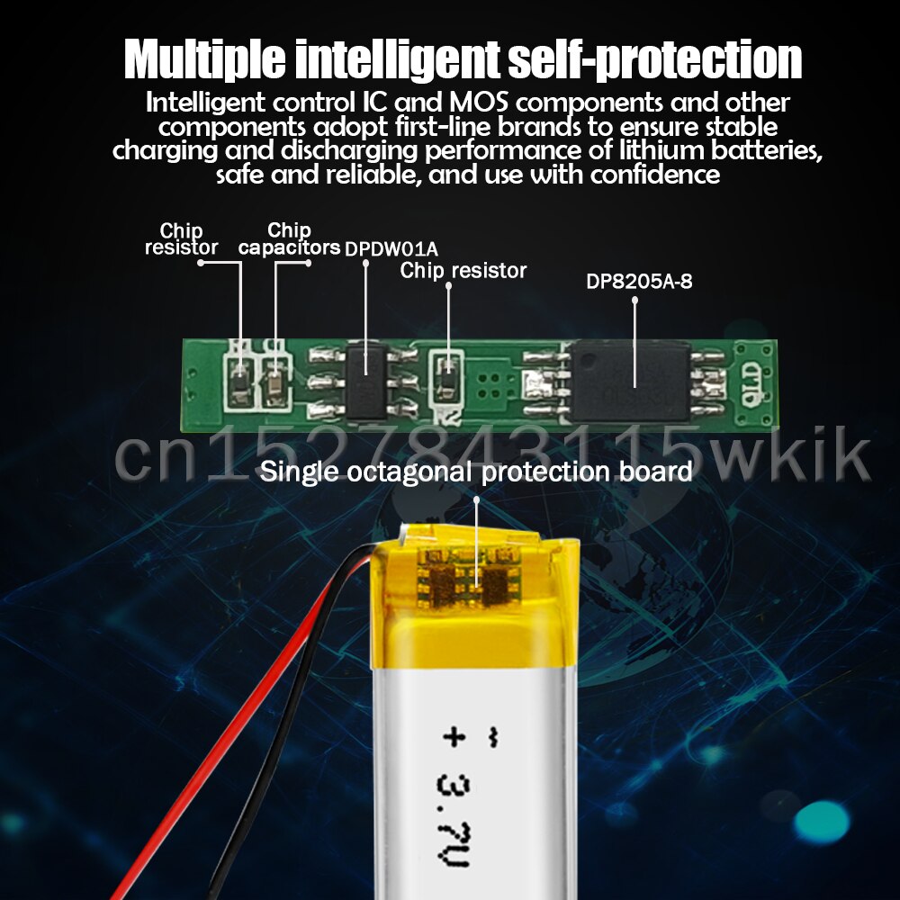Batería recargable de polímero de litio para cepillo de dientes eléctrico MP4, 501235, 3,7 V, 180mAh, grabadora de voz, auriculares Bluetooth