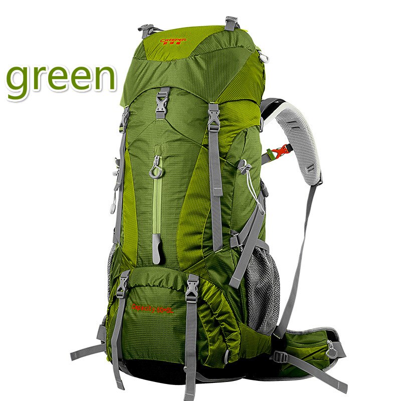 Creeper 60+5L Waterproof Rucksack Internal Frame Climbing Camping Hiking Backpack Mountaineering Bag: Green