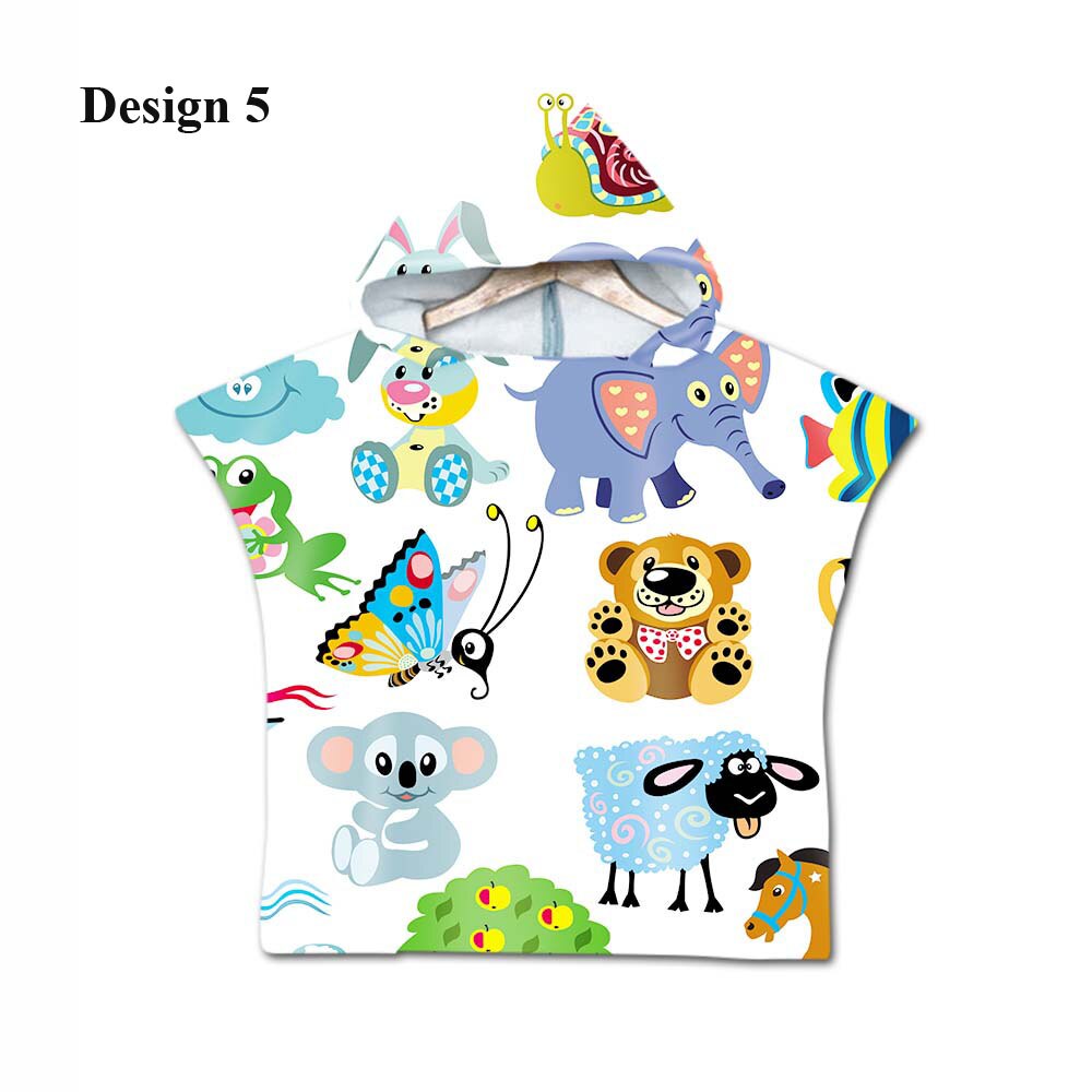 Søde dyr kat elefant giraf bjørn panda ugle print baby børn poncho håndklæde hætteklædte pool bad badehåndklæde kappe: Design 5
