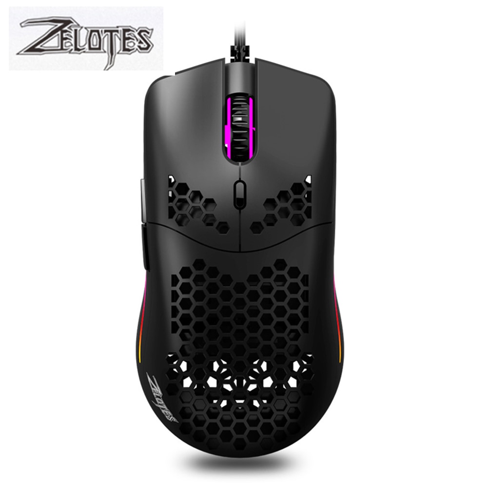 ZELOTES C7 USB Wired Gaming Mouse - 16000DPI, 12 Buttons, RGB Honeycomb Backlit, Adjustable DPI