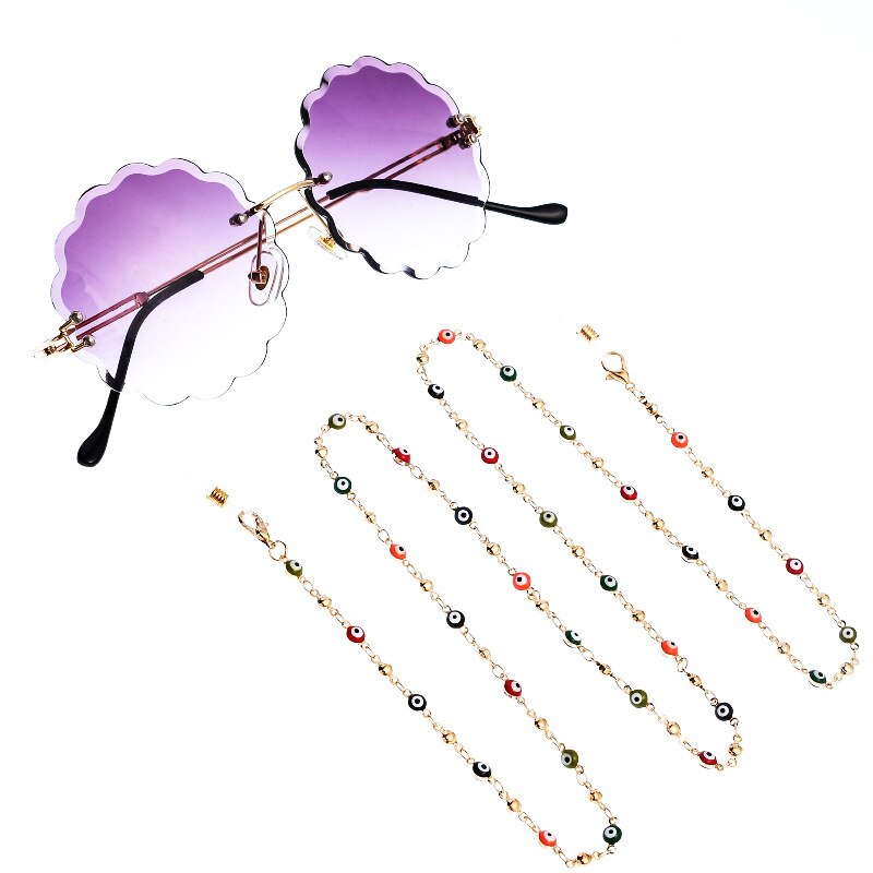 Farverige tyrkiske heldige øjne briller kæde solbriller tilbehør grime briller snor brille kæde lanyards
