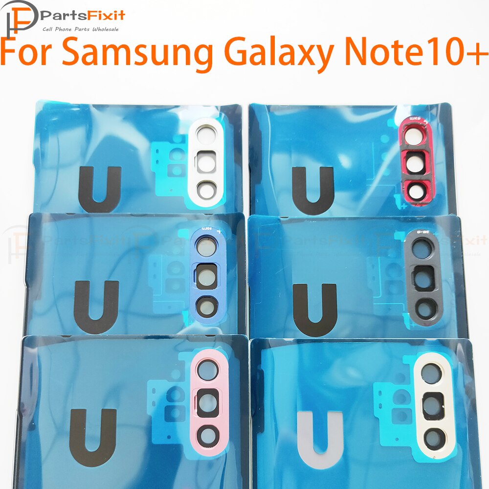 Note10 + traseira habitação bateria de vidro com lente da câmera para samsung galaxy note 10 plus habitação traseira com lente da câmera e adesivo