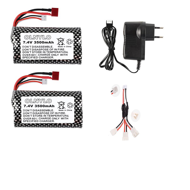 18650 7.4V 3500mAh Battery and charger for Q46 Wltoys 10428 /12428/12423 RC Car Spare Parts Accessories For Wltoys 144001 A959-B: Red