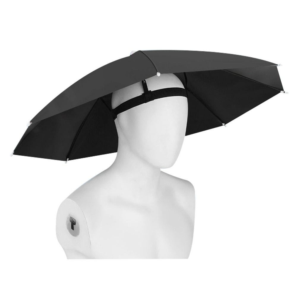 Foldable Head Umbrella Hat Windproof Fishing Head Wearing Sunshade Rain Gear Outdoor Portable Umbrella Camping Beach Head Hats: Red