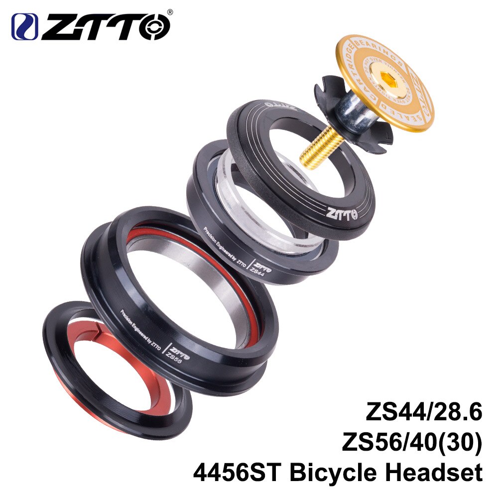 ZTTO Bicycle Internal Headset 44mm 56mm MTB Threadless Sealed Bearing 45 Degree ZS44 ZS56 Tapered Straight Fork Steerer 4456ST: 4456ST GOLD