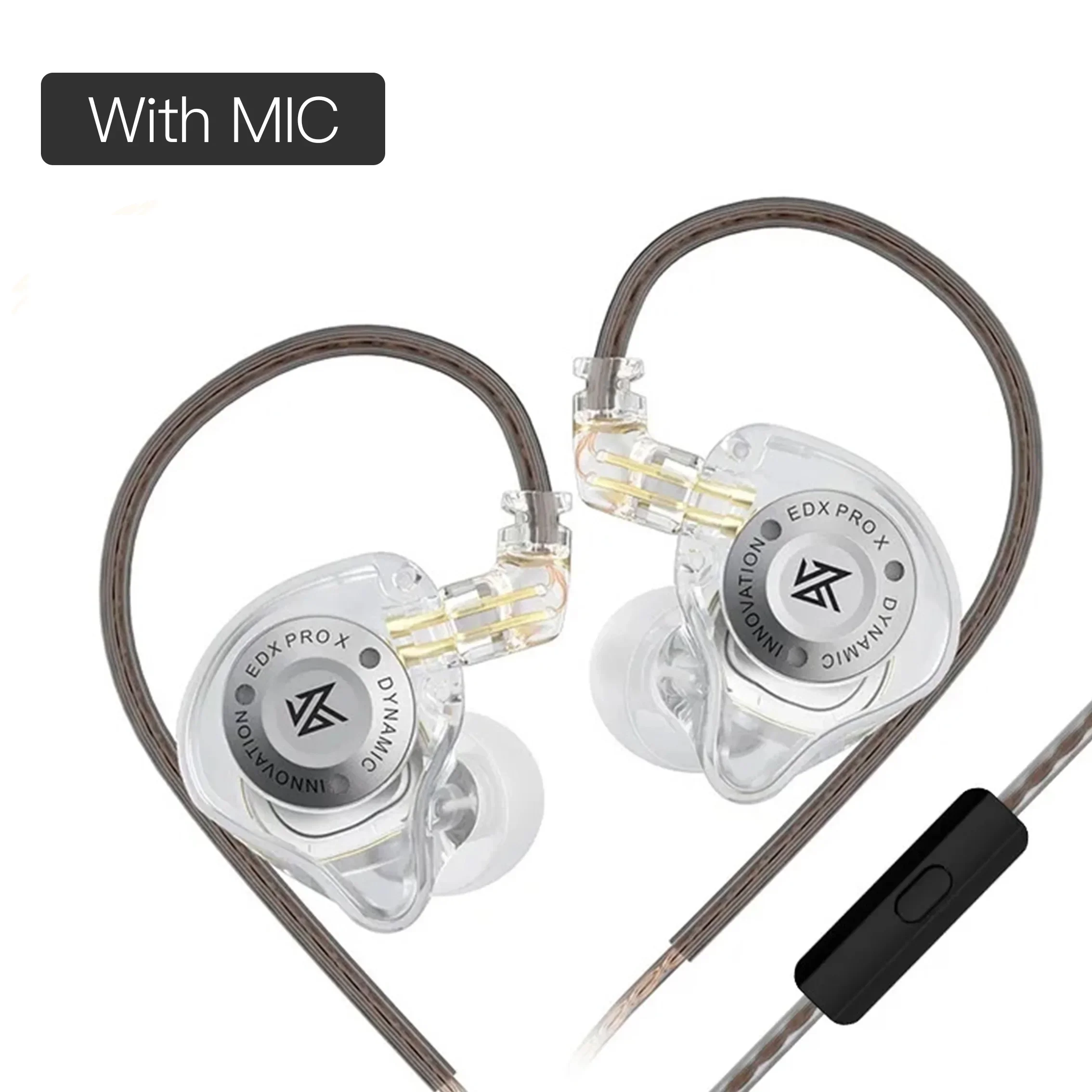 Auriculares KZ EDX PRO X con cable, auriculares con unidad dinámica, auriculares deportivos con cancelación de ruido de graves HIFI con micrófono KZ ZSN, auriculares EDC de música: Beige