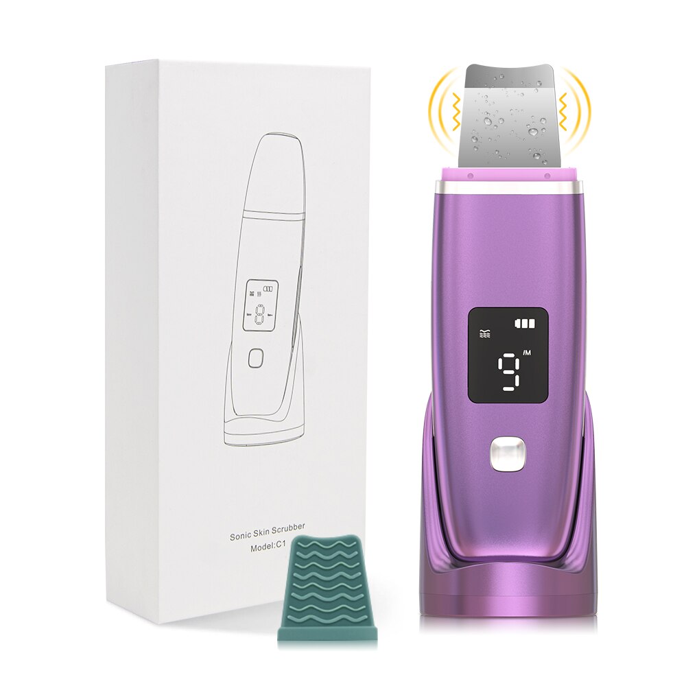 Ultrasonic Skin Scrubber Facial Spatula Blackhead Remover Pore Cleaner Deep Cleansing Beauty Face Lifting: Pink