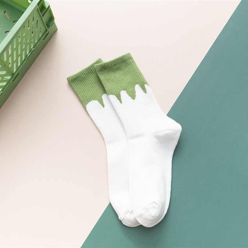 Calcetines de algodón con estampado de aguacate para mujer, medias cortas transpirables de Color verde aguacate, Estilo Vintage a rayas, informales, para chicas: 2