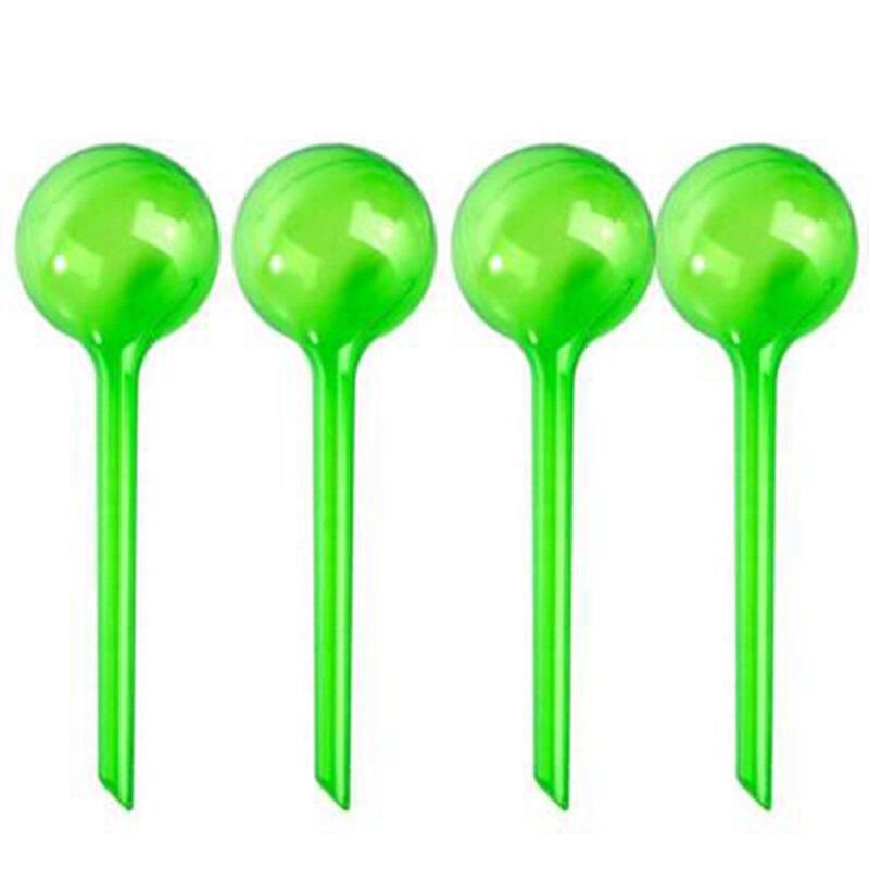 Alimentador automático de agua para plantas, bolas de plástico de PVC, alimentador de flores, latas de riego para interiores y exteriores, 1/4 piezas: 4PCS Green