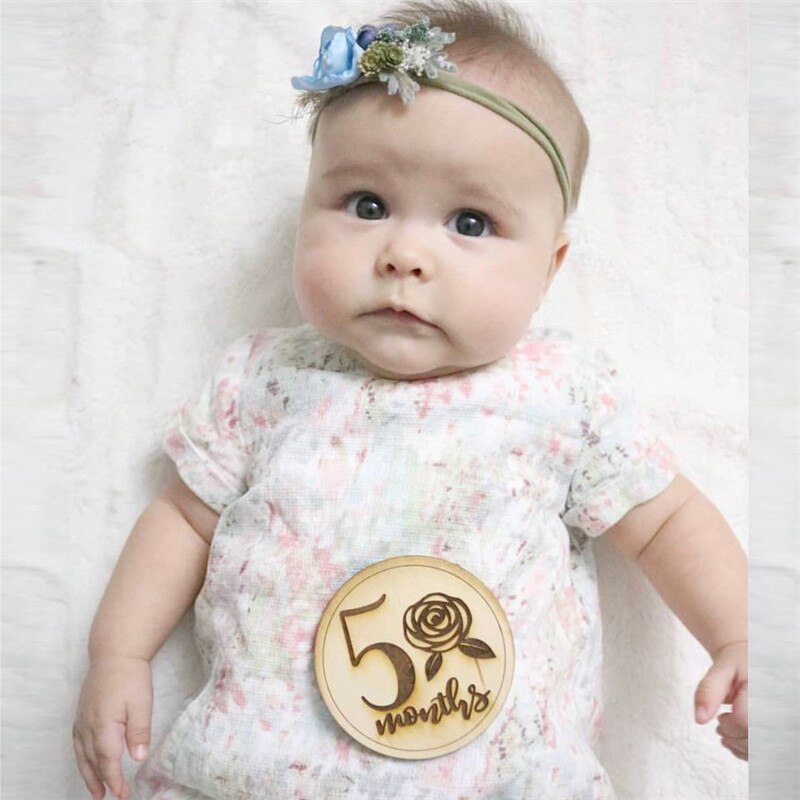 Scandinavische Stijl Houten Baby Verjaardag Gedenkteken Milestone Kaart Pasgeborenen Fotografie Props Accessoires Foto Schieten Photographyprops