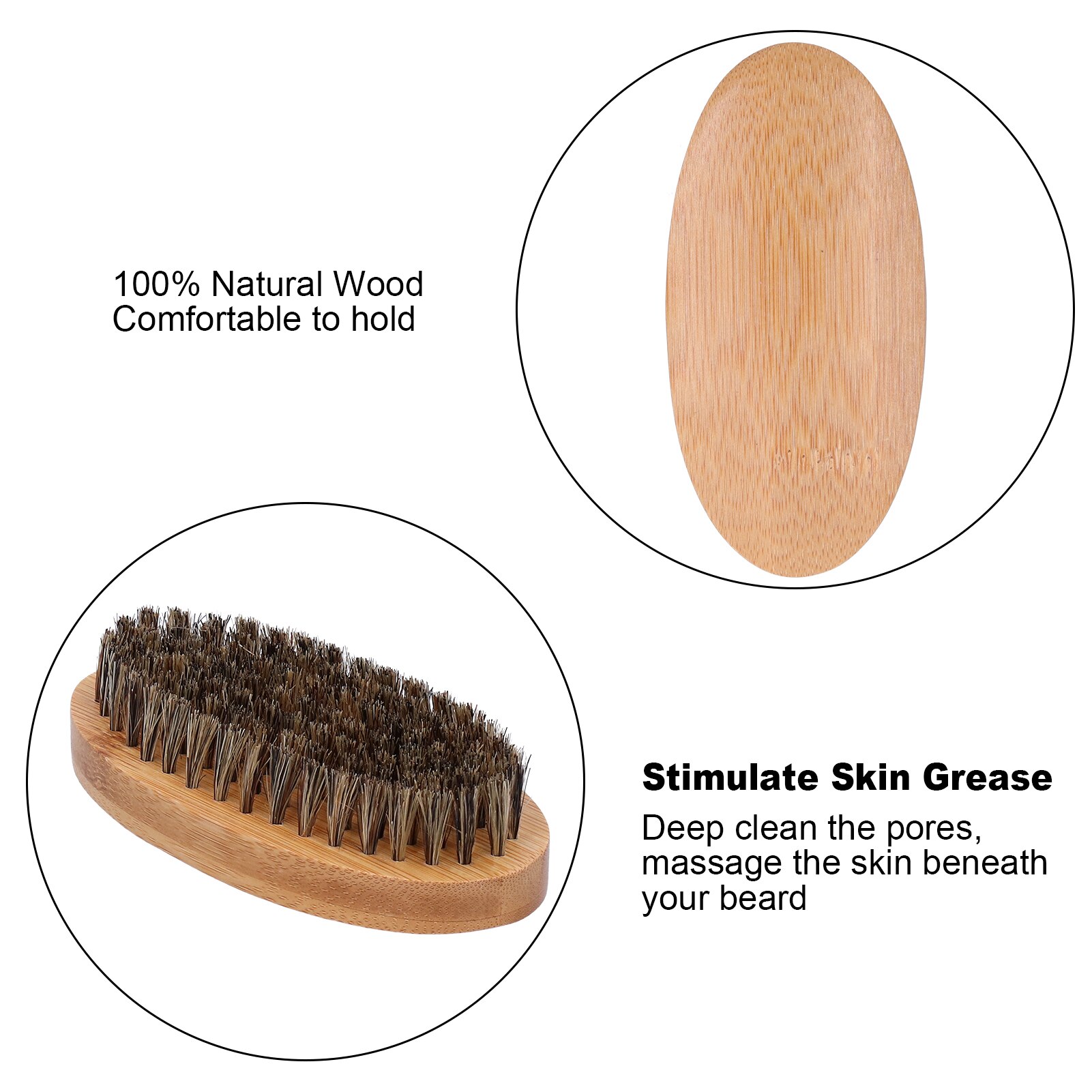 Male Grooming After Shave Cream Men Beard Grooming Kit Mustache Oval Brush and Beard Massage Comb Wooden Bristle Mens
