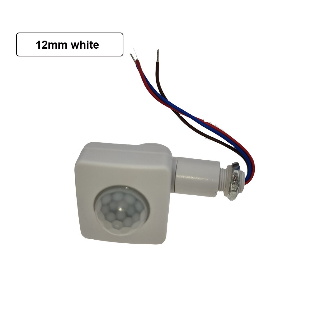 Ultrathin LED Flood Light PIR Motion Sensor Detector Waterproof Outdoor 85-265V IP65 Motion Sensor Adjustable PIR Switch 10/12mm: 12MM White