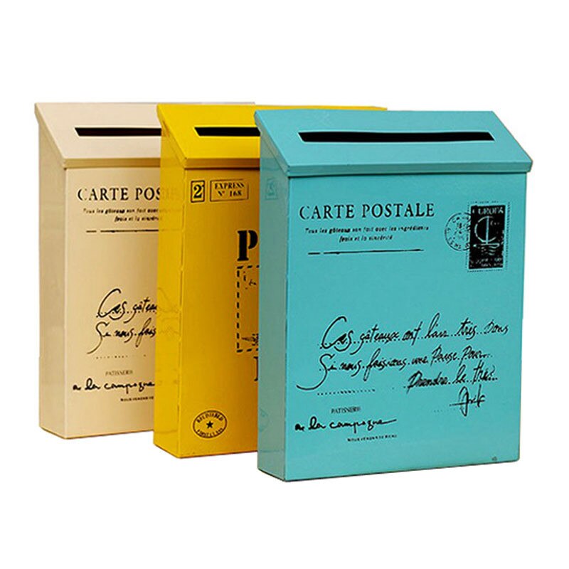 Buzón Pastoral Retro de pared para exteriores, caja de correos de periódico de 7 colores, caja de letras grande de estilo americano, decoración para el jardín del hogar