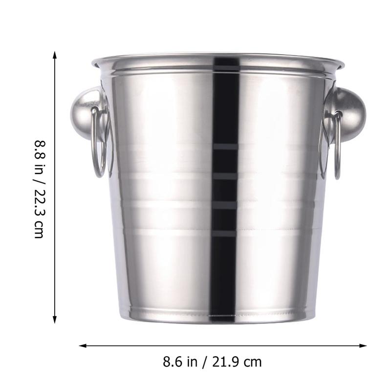 Stainless Steel Ice Bucket Champagne Wine Bucket Portable Ice Chiller Cooler Ice Cube Container With Handle Party Bar Tools