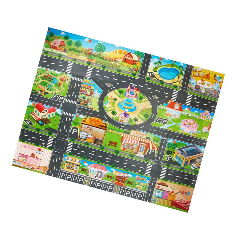 Children Playing Mat Floor Game Baby Crawling Mat Pad 130*100CM Waterproof Kids Traffic Road Sign Car Parking Lot Boy Toys